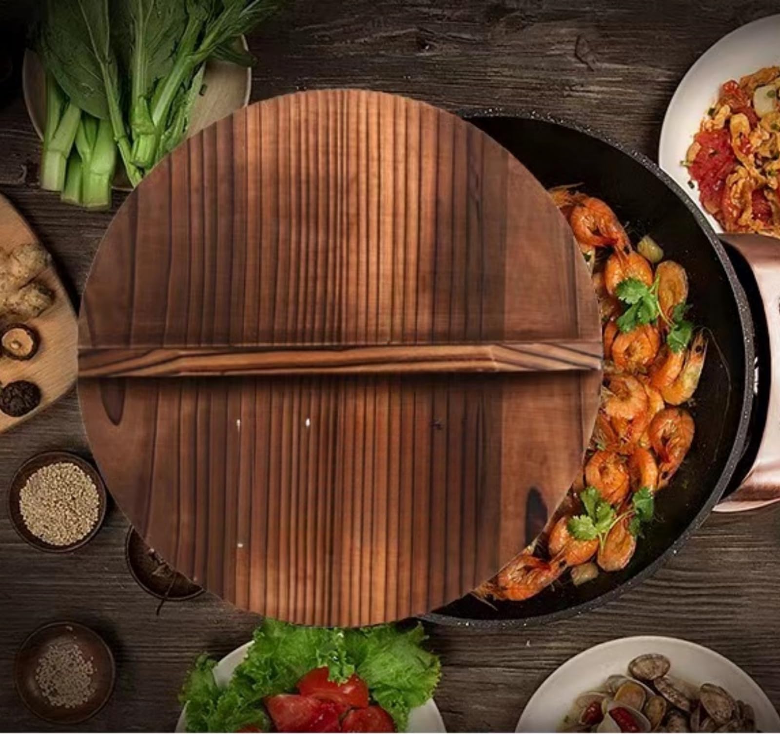 サンウェーブ 鍋 N-20F 鋳鉄製 木製蓋付き サンウェーブ 鍋 N-20F 鋳鉄製 木製蓋付き